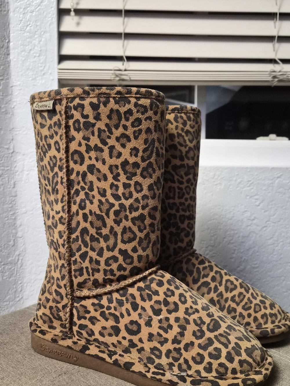 BearPaw Leopard-Print Suede Boots - Tan & Black